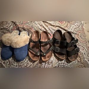 (SET OF 3) Two Birkenstock/one slippers